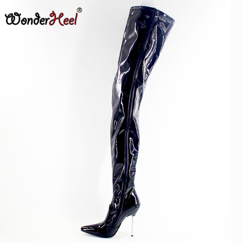 Thigh High Shiny Black Boots